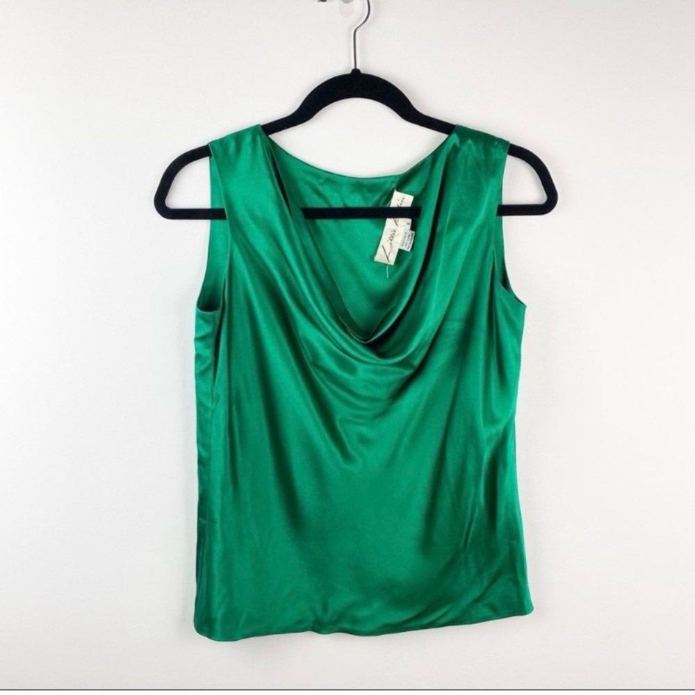 Vintage Lillie Rubin Silk Emerald Green Top